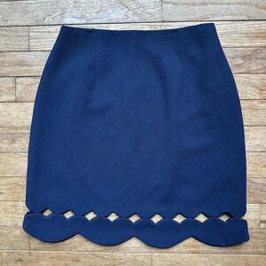 Club Monaco Skirt Scalloped Hem Mini Tailored Classic Womens Size‎ 2 Navy Blue